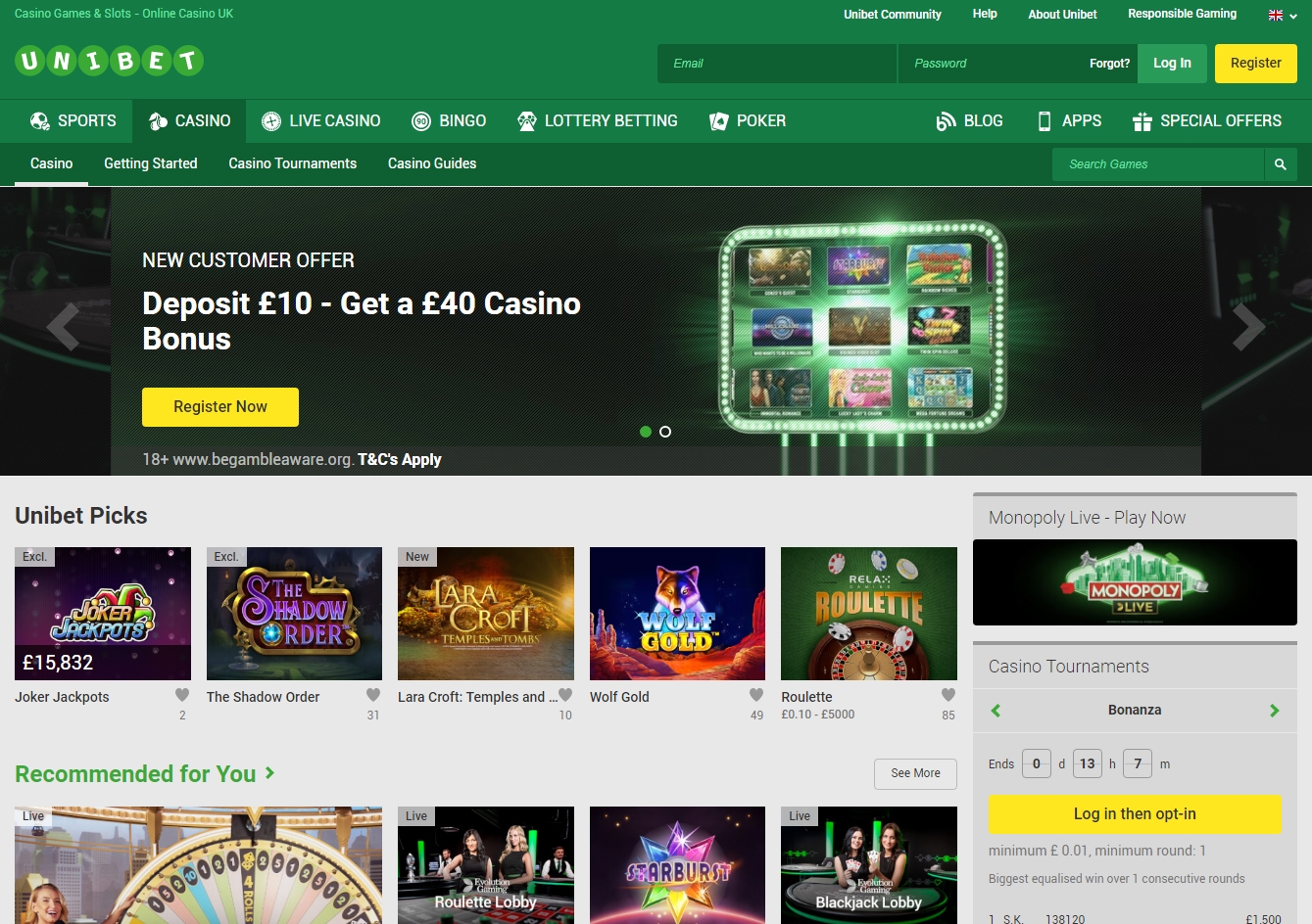 Unibet Casino Start
