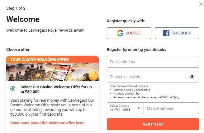 Leo Vegas Casino Registration