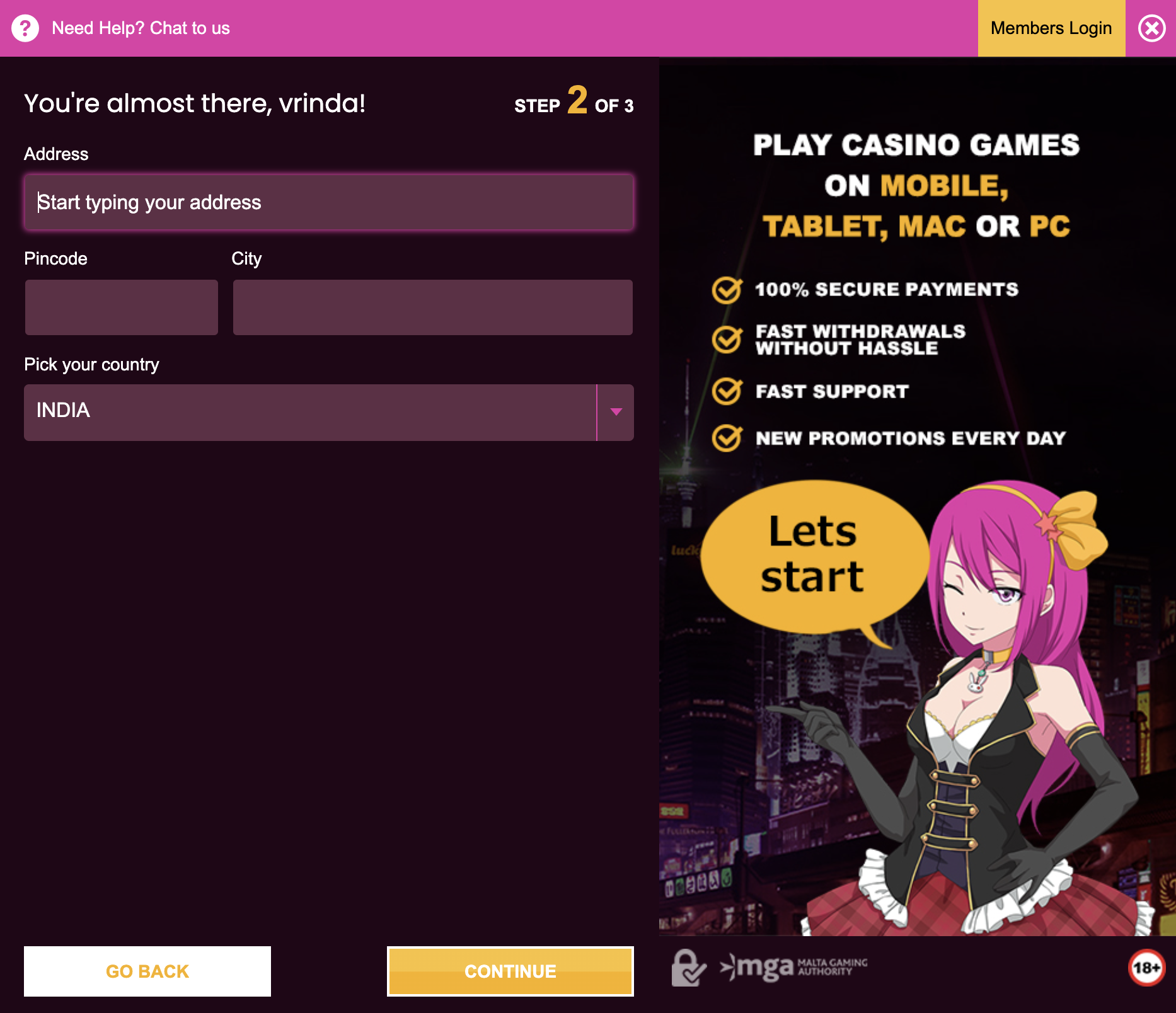 Lucky Niki Sign Up 2