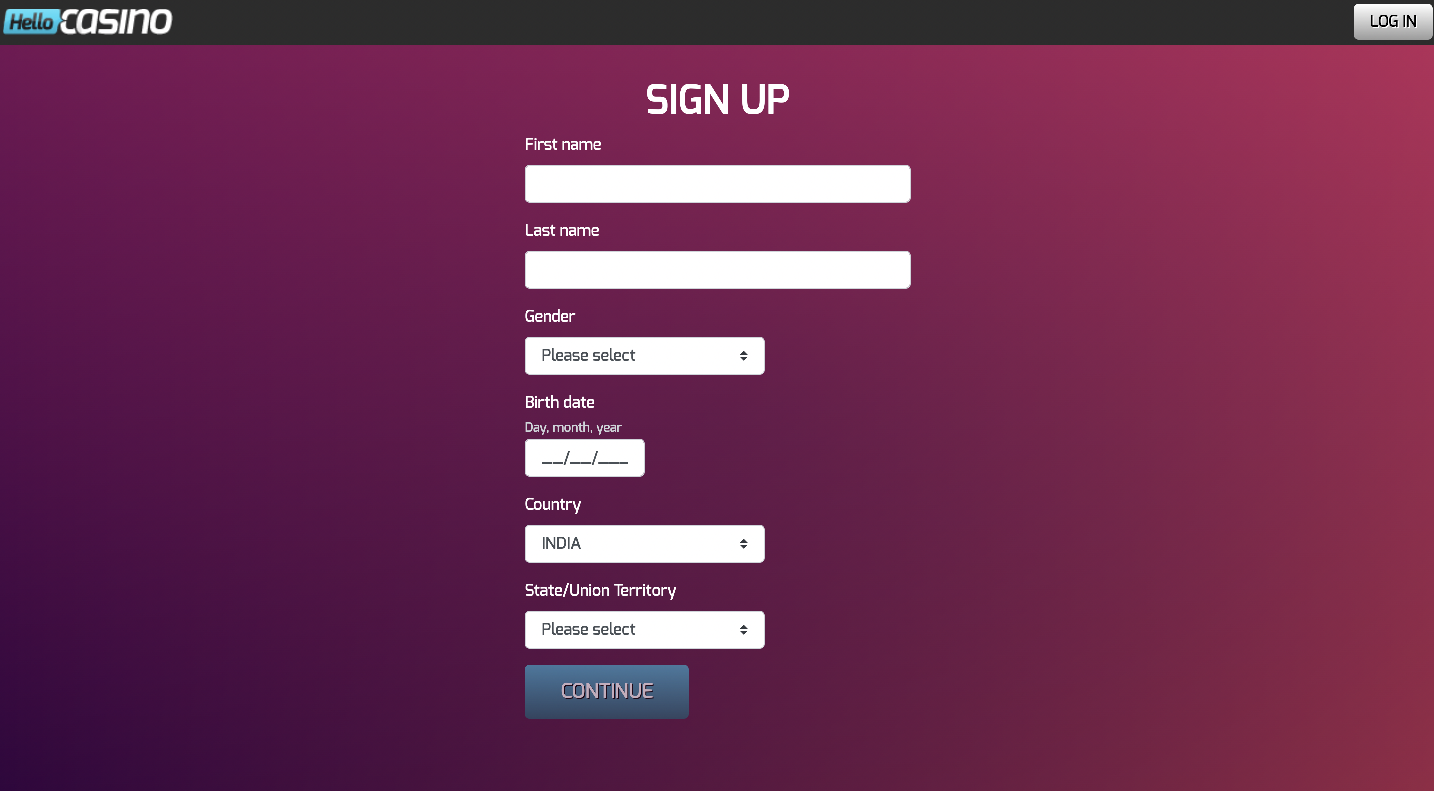 Hello casino registration 1